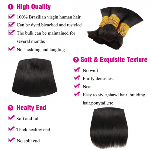 Wholesale Raw Hair Bulk Straight Human Hair Bulk Extension for Braiding 1kg | Human Hair Wig | Lace Front